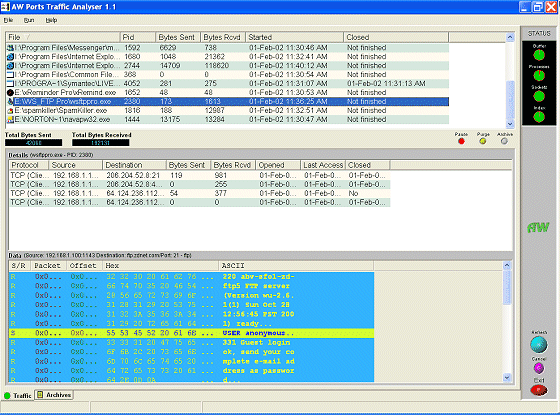 Atelier Web Ports Traffic Analyzer Screenshot